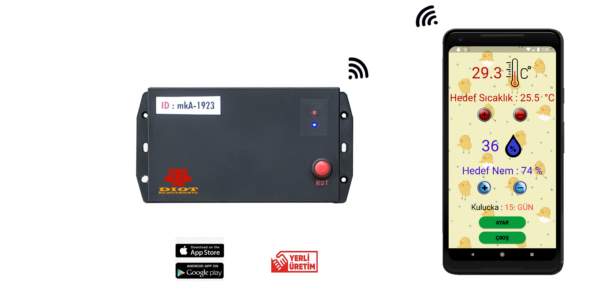 WiFi bağlantılı kuluçka kontrol kuluçka beyni